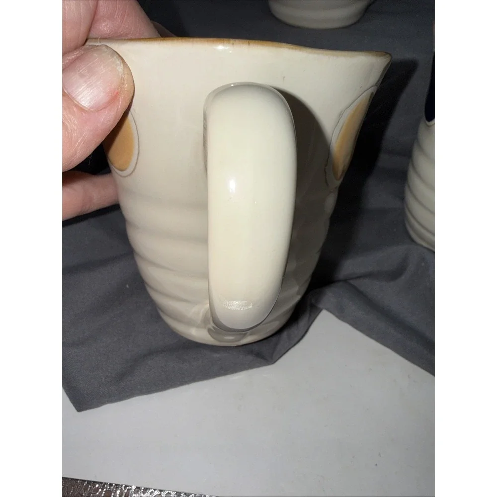 Pier 1 Dots Hand-Painted Stoneware Mugs Set of 3